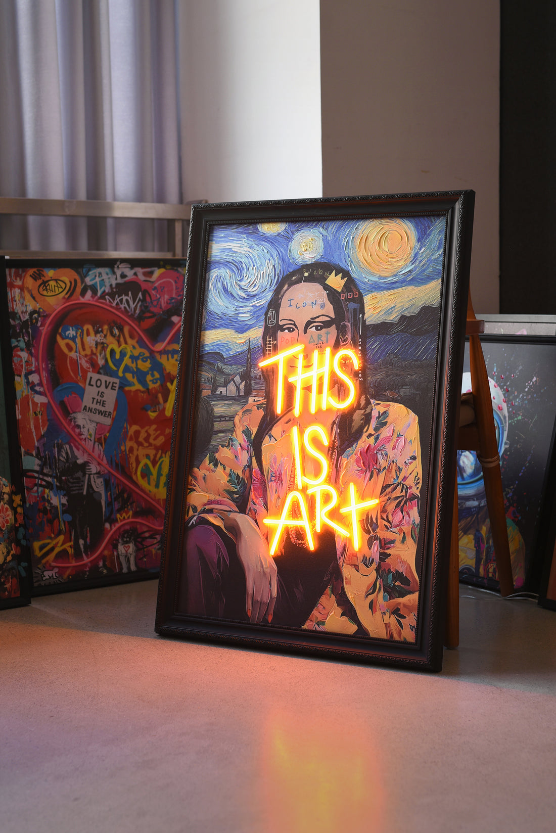 This Is Art LED Wall Art – Pop Art Mona Lisa Canvas (64x94cm)