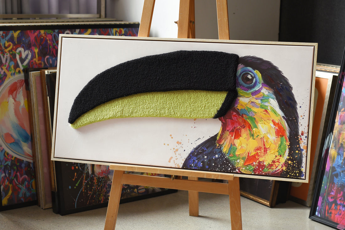 Vibrant Toucan 3D Wall Art – Textured Beak Canvas (100x50cm)