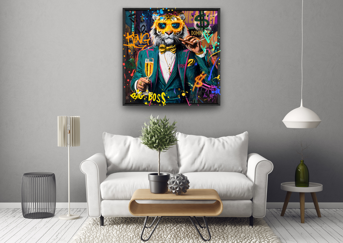 Big Boss Tiger LED Wall Art – Neon Street Canvas (83x83cm)