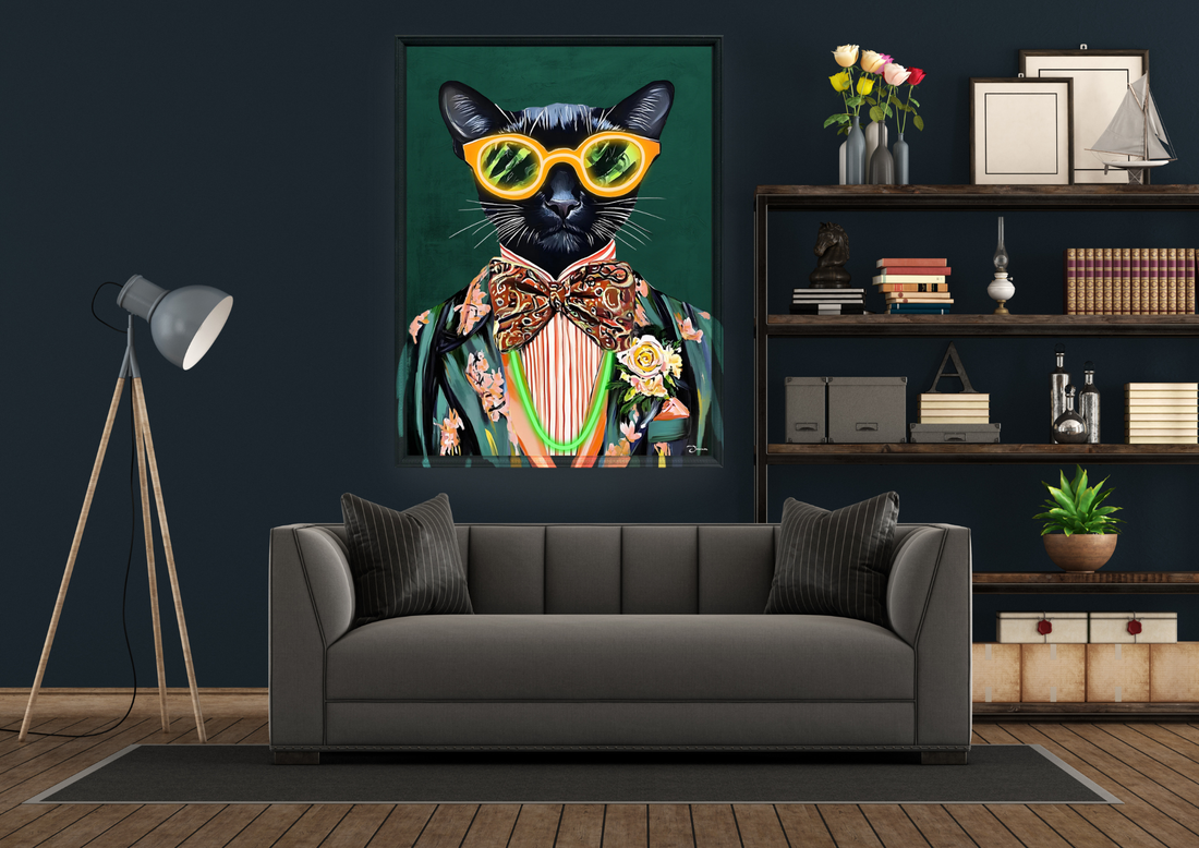 Cool Cat LED Wall Art – Neon Canvas (63x83cm)