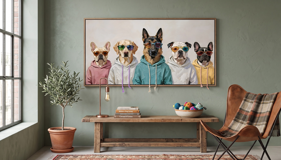 Cool Dogs Crew 3D Wall Art – Hoodie Dogs Canvas (100x50cm)