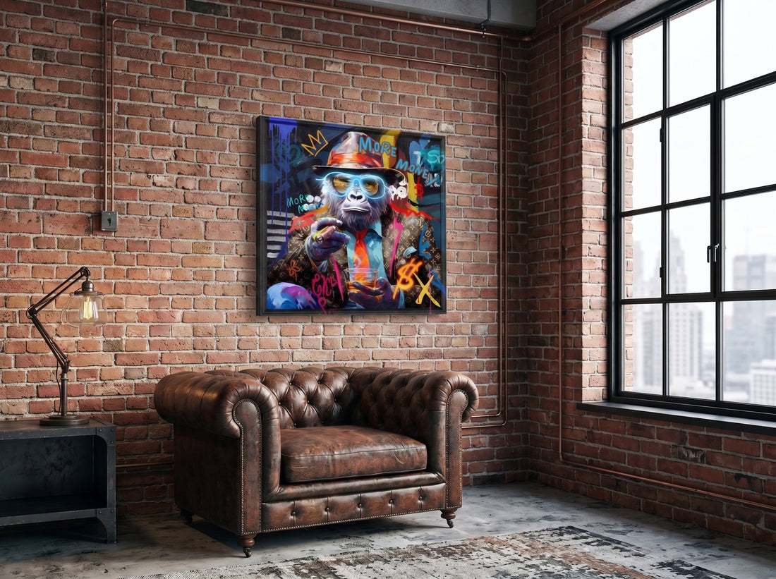 More Money LED Wall Art – Luxury Gorilla Canvas (83x83cm)