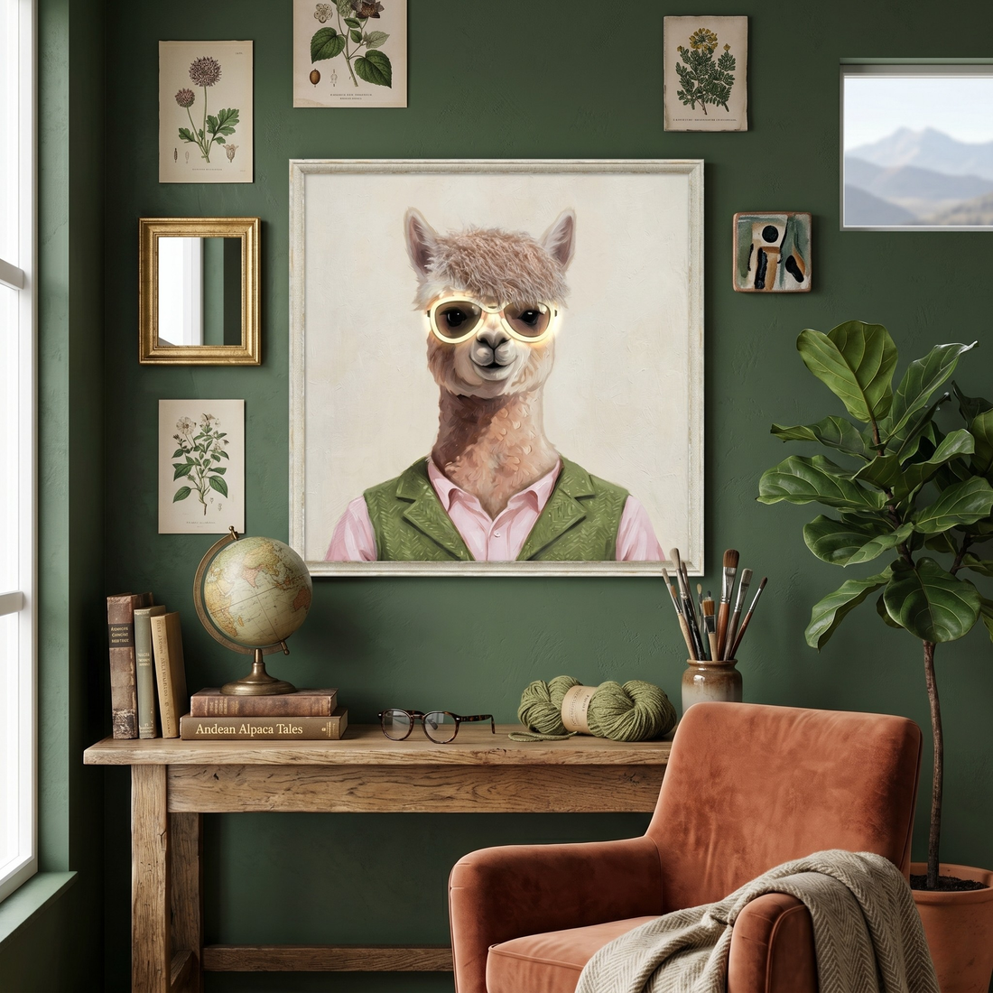 Stylish Llama LED Wall Art – Neon Glasses Canvas (63x63cm)