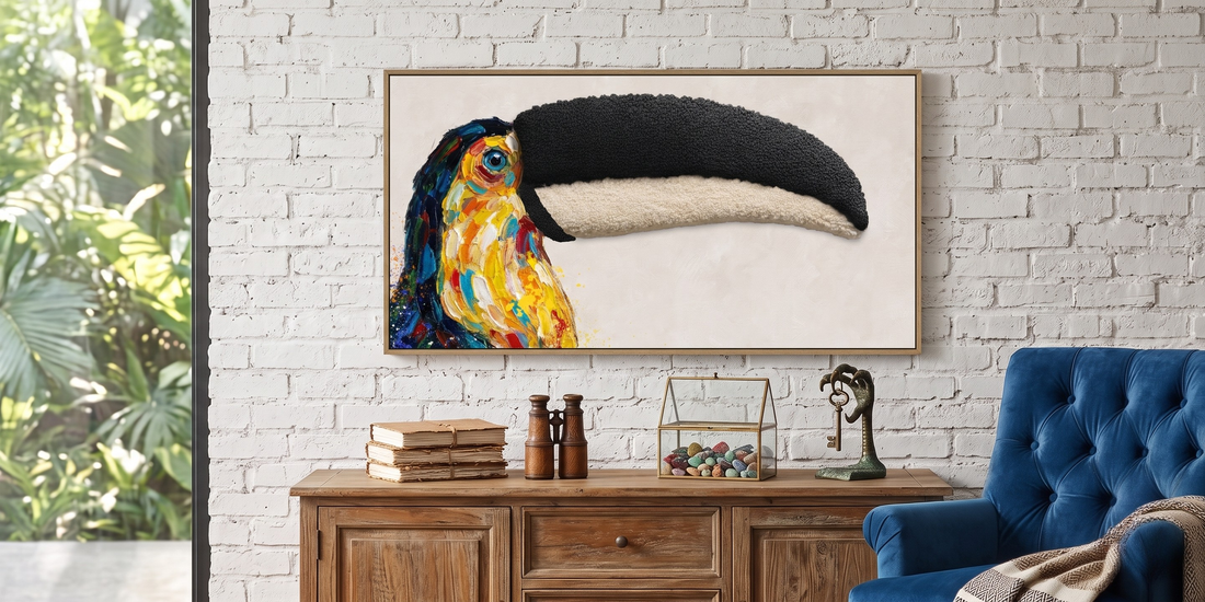 Vibrant Toucan 3D Wall Art – Textured Beak Canvas (100x50cm)