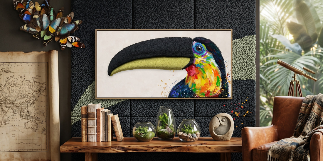 Vibrant Toucan 3D Wall Art – Textured Beak Canvas (100x50cm)