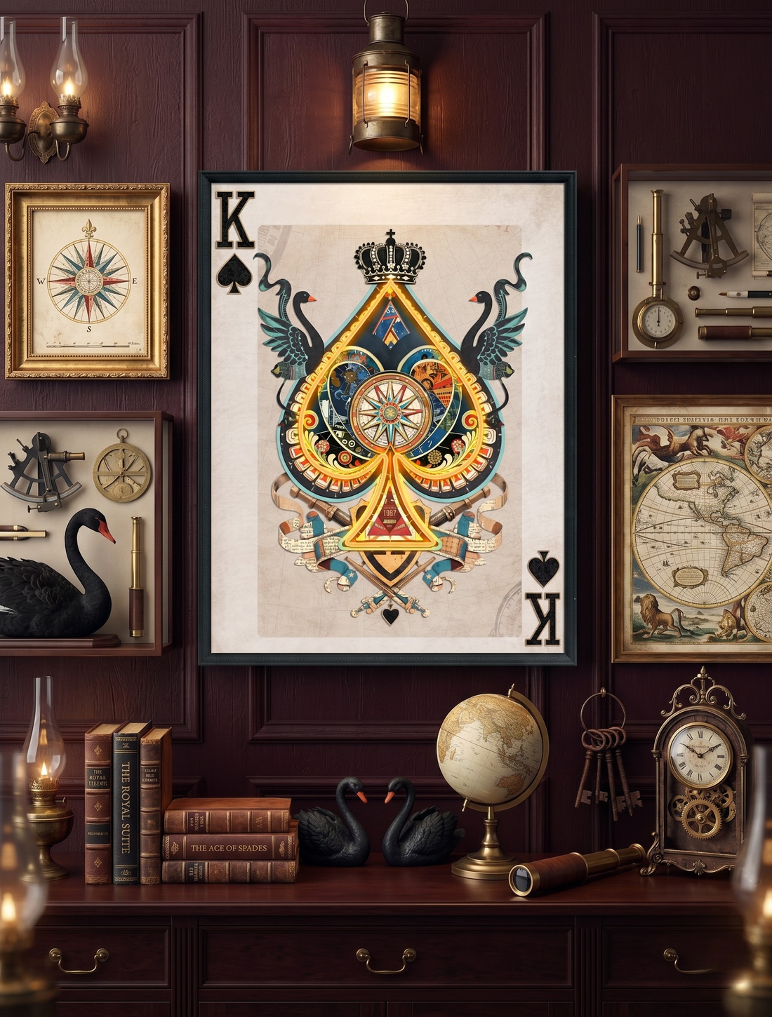 King of Spades LED Wall Art – Neon Royal Canvas (63x83cm)
