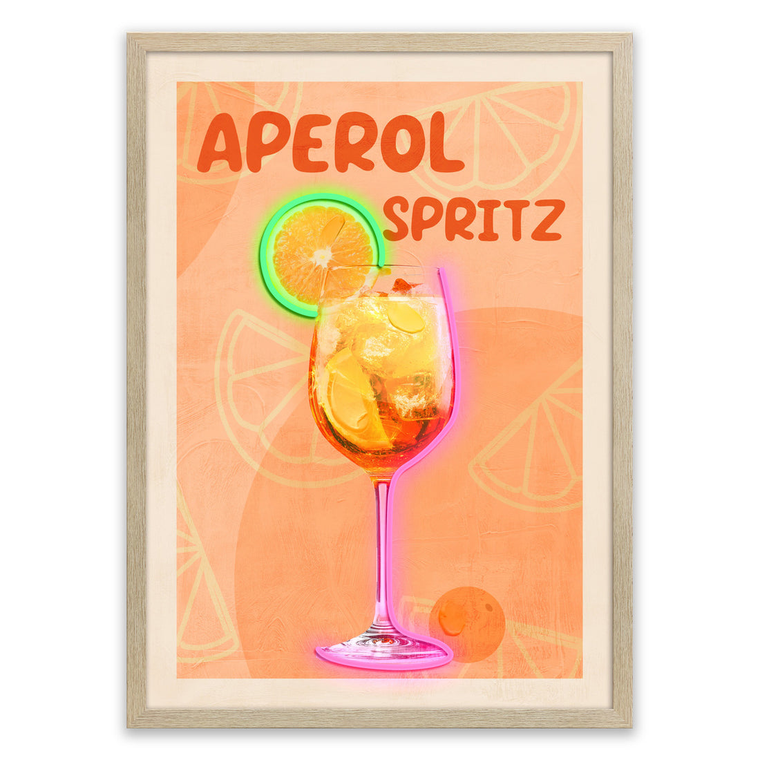 Aperol Spritz LED Wall Art – Neon Citrus Cocktail Canvas (53x73cm)