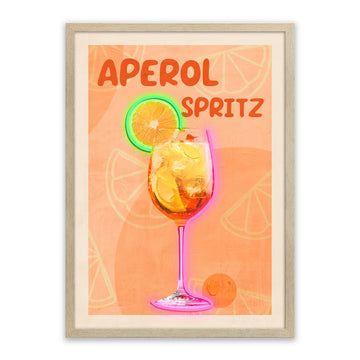 Aperol Spritz LED Wall Art – Neon Citrus Cocktail Canvas (53x73cm)