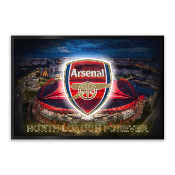 Arsenal LED Wall Art – Emirates Stadium & Club Crest Canvas (93x63cm)