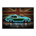 British Racing Green LED Wall Art – Classic Sports Car Canvas (93x63cm)
