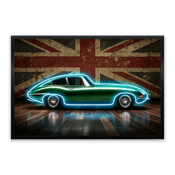 British Racing Green LED Wall Art – Classic Sports Car Canvas (93x63cm)
