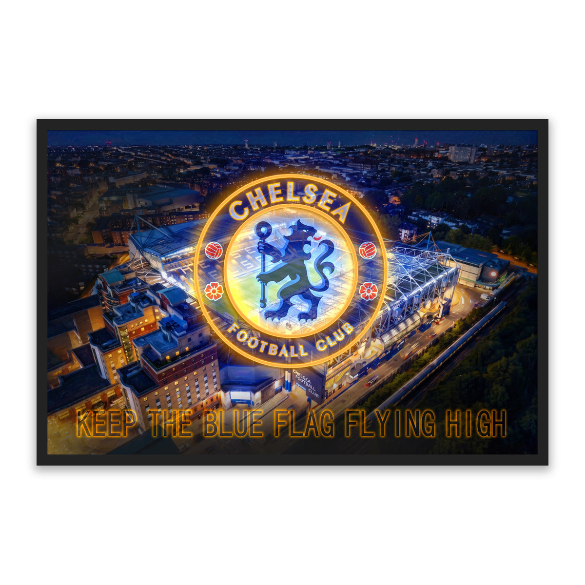 Chelsea FC LED Wall Art – Stamford Bridge & Club Crest Canvas (93x63cm)