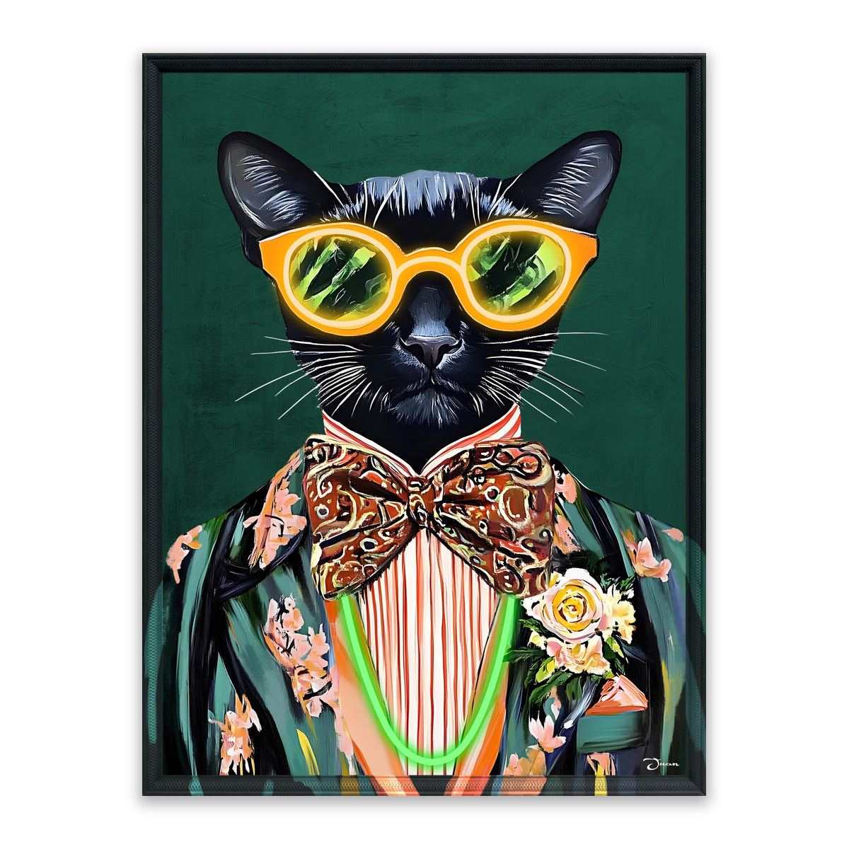 Cool Cat LED Wall Art – Neon Canvas (63x83cm)