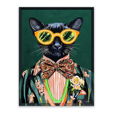 Cool Cat LED Wall Art – Neon Canvas (63x83cm)