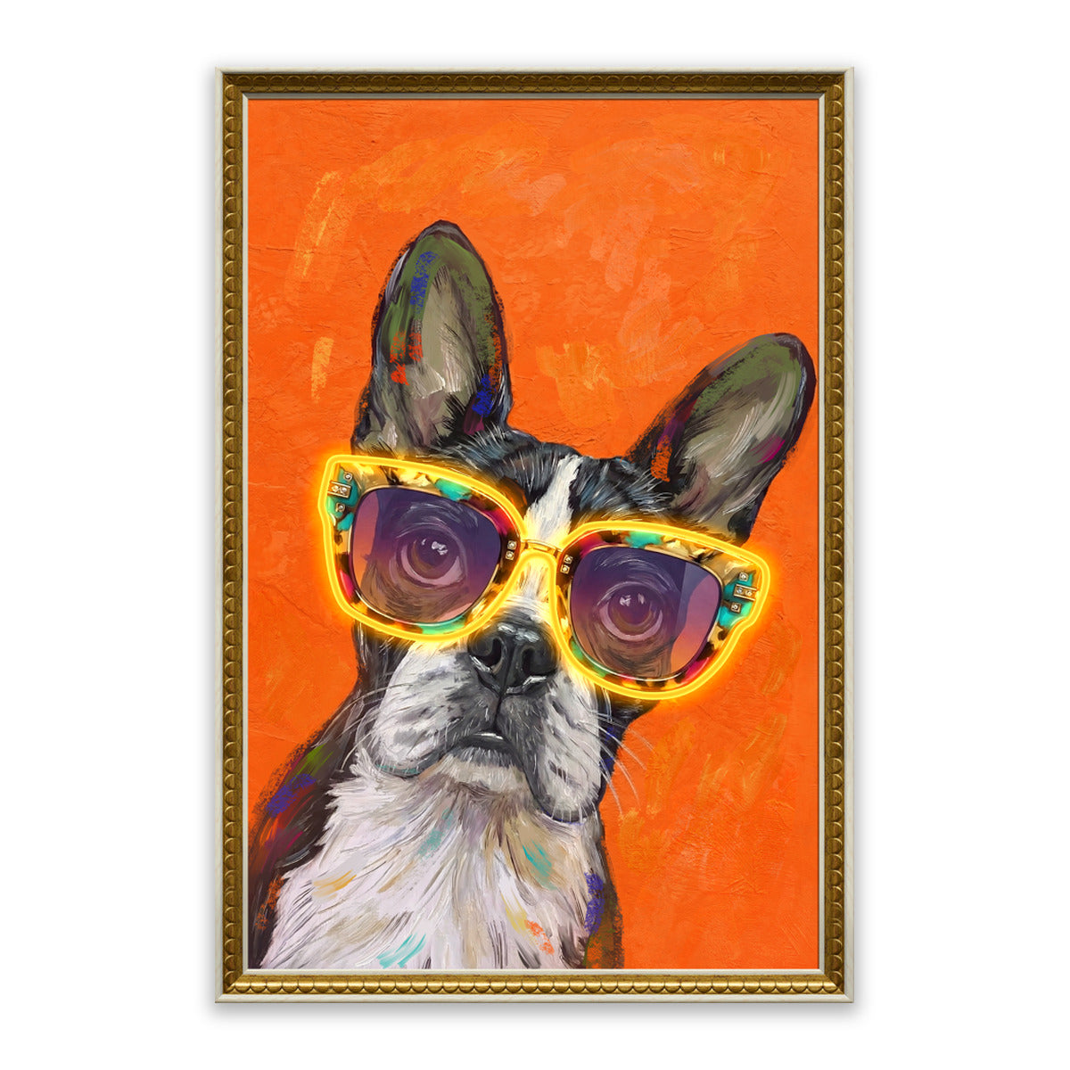 Cool Dog LED Wall Art – Neon Sunglasses Canvas (43x63cm)
