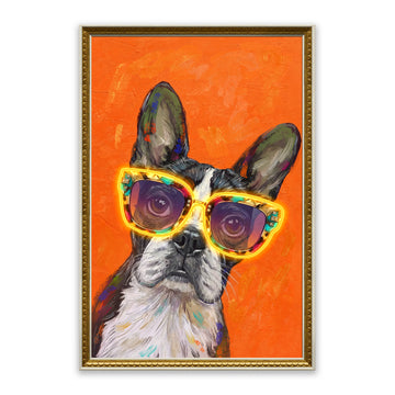 Cool Dog LED Wall Art – Neon Sunglasses Canvas (43x63cm)