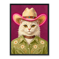 Darlin’ Cowgirl Cat LED Wall Art – Western White Cat Canvas (63x83cm)