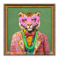Fancy Tiger LED Wall Art – Neon Gentleman Canvas (64x64cm)