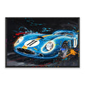 Full Throttle LED Wall Art – Classic Blue Race Car Canvas (93x63cm)