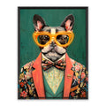 Gentleman Bulldog LED Wall Art – Floral Suit Canvas (63x83cm)