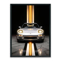Golden Apex LED Wall Art – Silver Japanese Sports Car Canvas (63x83cm)