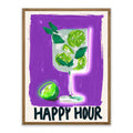 Happy Hour LED Wall Art – Neon Lime Cocktail Canvas (63x83cm)