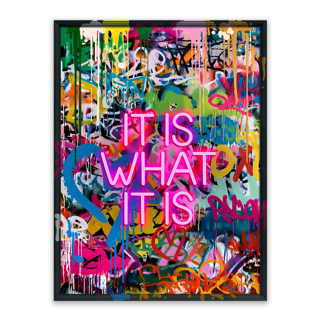 It Is What It Is LED Wall Art – Neon Graffiti Canvas (63x83cm)
