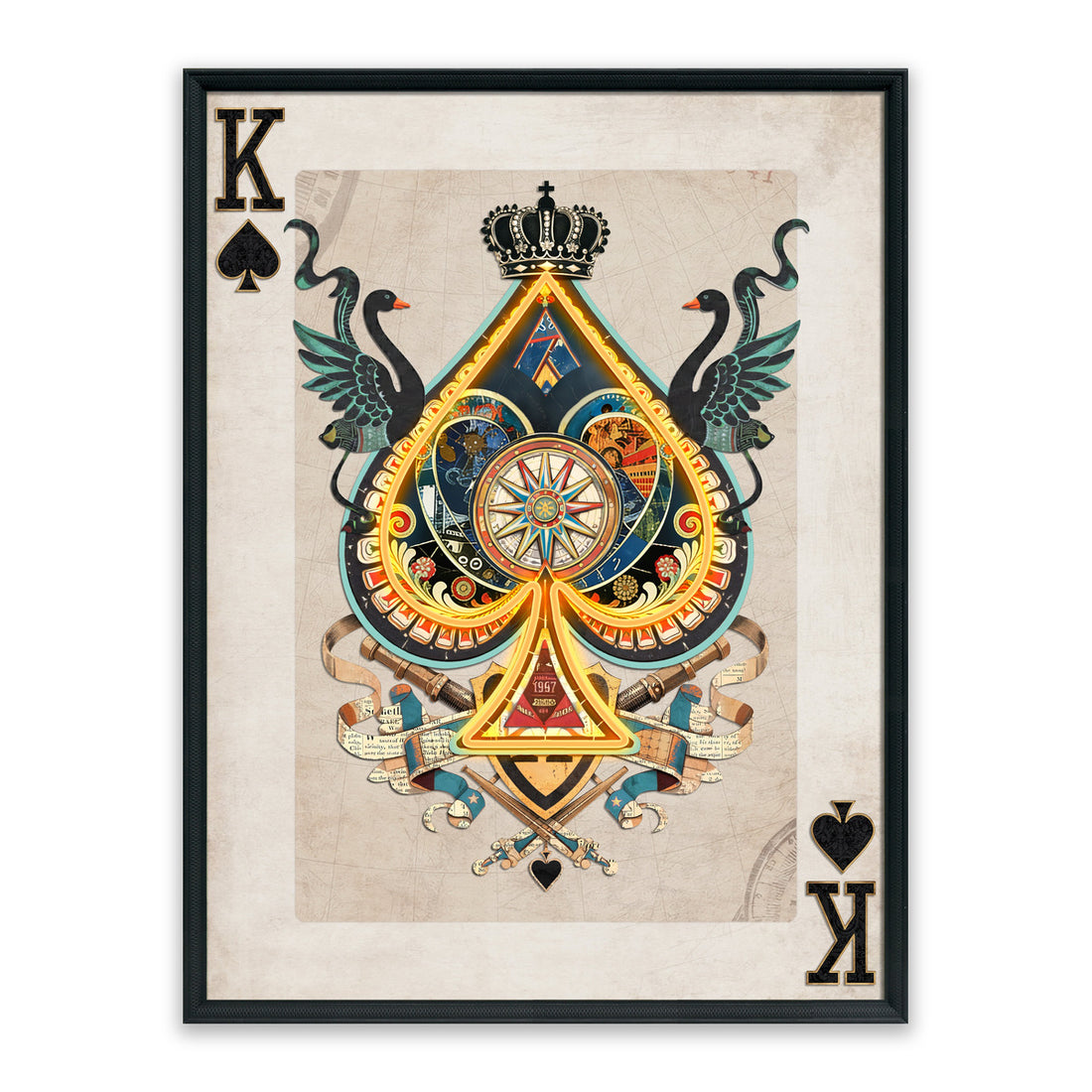 King of Spades LED Wall Art – Neon Royal Canvas (63x83cm)