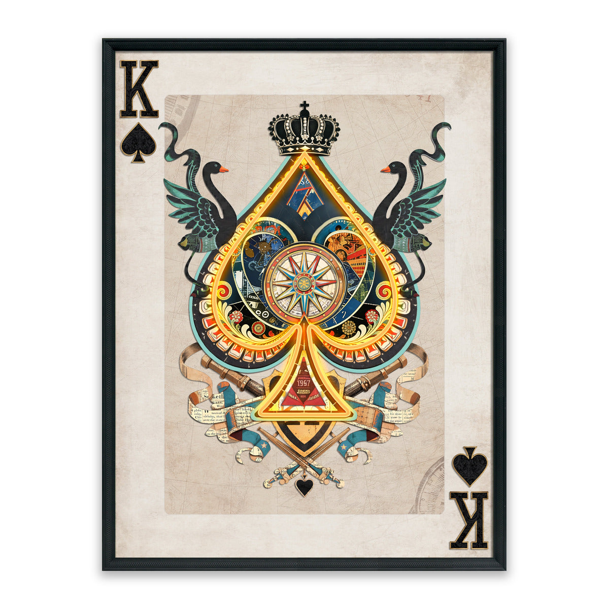 King of Spades LED Wall Art – Neon Royal Canvas (63x83cm)