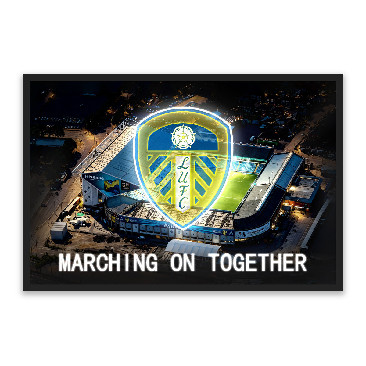 Leeds United LED Wall Art – Elland Road & Club Crest Canvas (93x63cm)