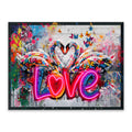 Love Swans LED Wall Art – Neon Heart Canvas (83x63cm)