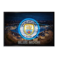 Manchester City LED Wall Art – Etihad Stadium & Club Crest Canvas (93x63cm)