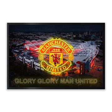 Manchester United LED Wall Art – Old Trafford & Club Crest Canvas (93x63cm)
