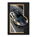 Midnight Velocity LED Wall Art – Black Supercar Canvas (63x93cm)