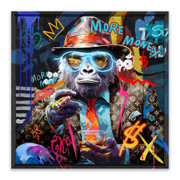 More Money LED Wall Art – Luxury Gorilla Canvas (83x83cm)
