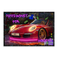 Need Money for Porsche LED Wall Art – Red 911 Sports Car Canvas (93x63cm)