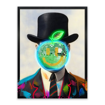 Neon Gentleman LED Wall Art – Disco Apple Canvas (63x83cm)