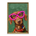 Neon Glasses Dog LED Wall Art – Pink Shades Canvas (43x63cm)
