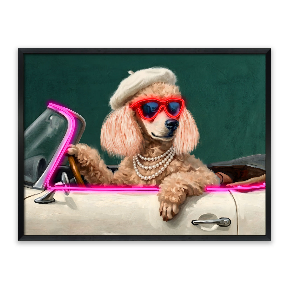 Parisian Poodle LED Wall Art – Glamorous Convertible Dog Canvas (83x63cm)