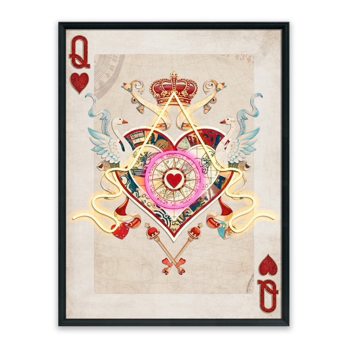 Queen of Hearts LED Wall Art – Neon Royal Canvas (63x83cm)