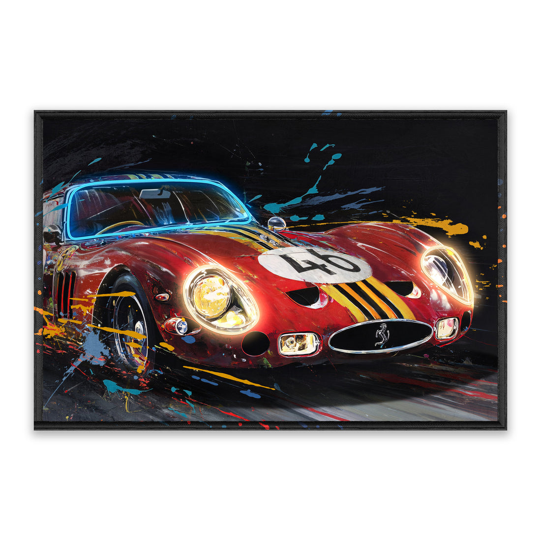 Redline Legend LED Wall Art – Classic Red Race Car Canvas (93x63cm)