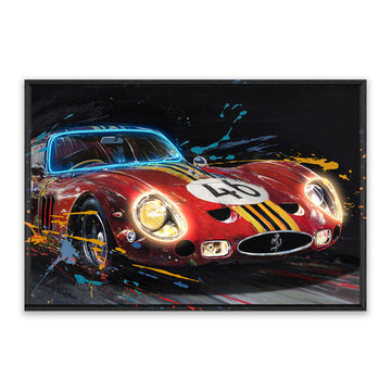 Redline Legend LED Wall Art – Classic Red Race Car Canvas (93x63cm)