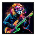 Rockstar Lion LED Wall Art – Neon Music Canvas (83x83cm)
