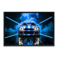 Skyline Legend LED Wall Art – Silver R34 GT-R Canvas (93x63cm)