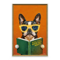 Smart French Bulldog LED Wall Art – Neon Glasses Canvas (63x93cm)