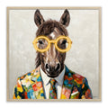 Stylish Horse LED Wall Art – Neon Glasses Canvas (83x83cm)