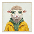 Stylish Sheep LED Wall Art – Neon Glasses Canvas (63x63cm)