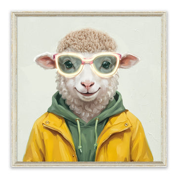 Stylish Sheep LED Wall Art – Neon Glasses Canvas (63x63cm)