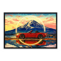Sunset Roadster LED Wall Art – Red Japanese Convertible Canvas (93x63cm)