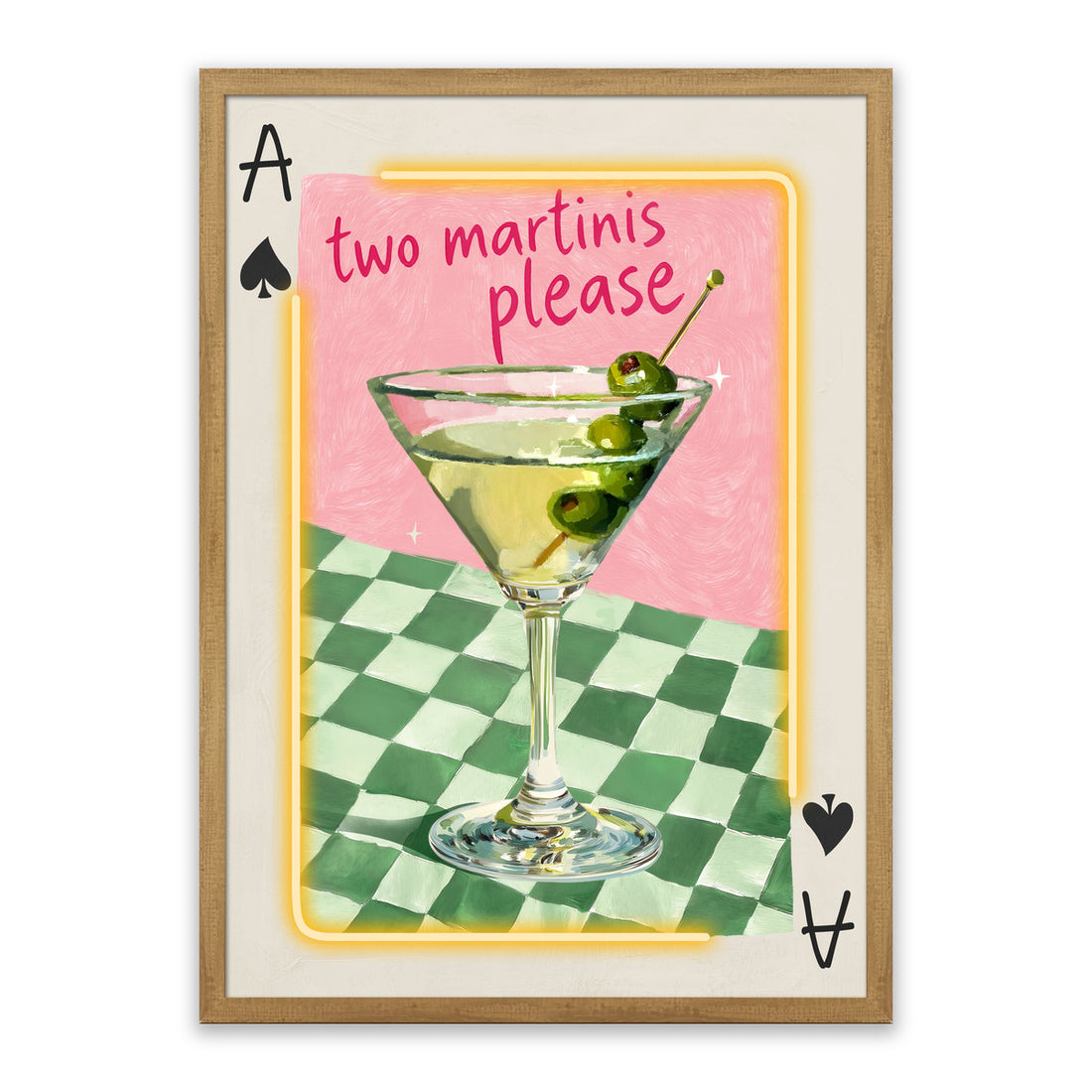 Two Martinis Please LED Wall Art – Neon Cocktail Canvas (53x73cm)